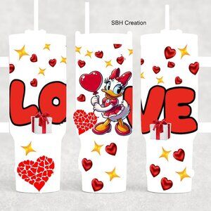 40oz Love Daisy stanley style insulated Tumbler with sliding lid and straw
